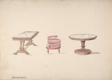 Design for a Rectangular and Round Marble-topped Tables and a Tête-à Tête..., early 19th cent. Creator: Anon.