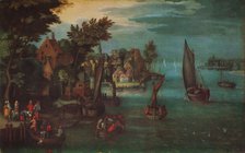 'A Busy River Scene with Dutch Vessels and a Ferry', c1605. Artist: Jan Bruegel The Elder.