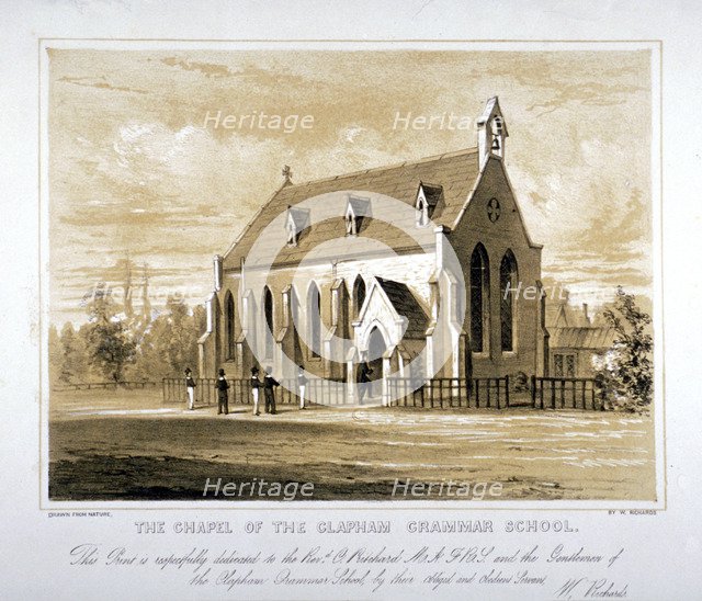 'The Chapel of the Clapham Grammar School', London, c1850. Artist: Anon