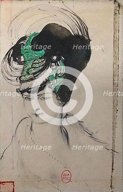 Misia Sert et projet de chapeau, c1910. Creator: Bakst; Léon (1866-1924).