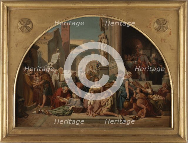 Esquisse pour l'église Sainte-Elisabeth : Les sept oeuvres de miséricorde, between 1844 and 1848. Creator: Jean Louis Bezard.