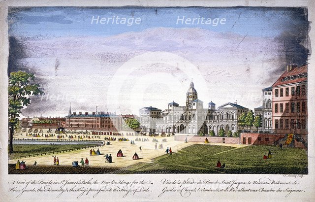 St James's Park and Horse Guards, Westminster, London, 1752(?). Artist: T Loveday