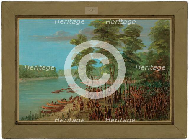 La Salle Taking Possession of the Land at the Mouth of the Arkansas. March 10, 1682, 1847/1848.      Creator: George Catlin.
