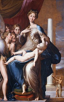 Madonna and Child with Angels (Madonna with the Long Neck), Between 1534 und 1540. Artist: Parmigianino (1503-1540)