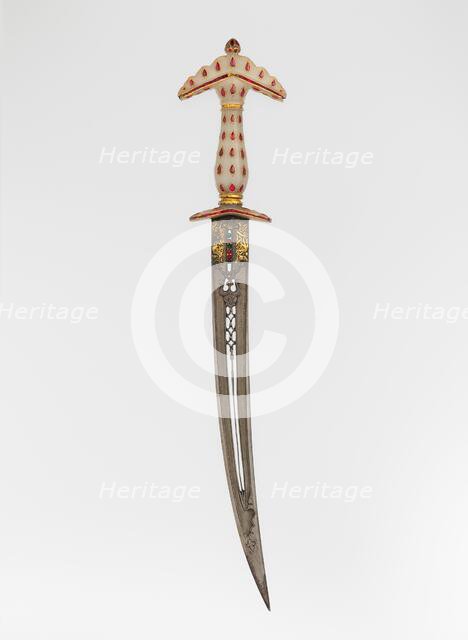 Dagger with Sheath, Hilt, Indian, Mughal; blade, Turkish or Indian, late 17th century. Creator: Unknown.