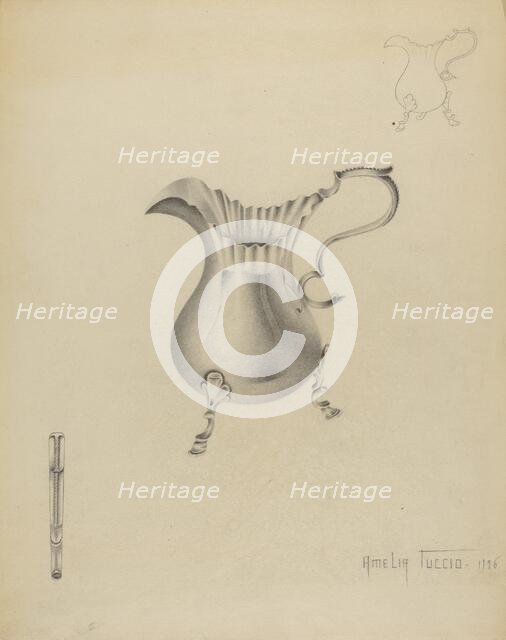 Silver Creamer, 1936. Creator: Amelia Tuccio.