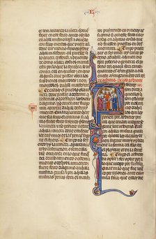 Initial A: A Judge Speaking to Two Groups; Vidal Mayor, about 1290-1310. Creator: Unknown.