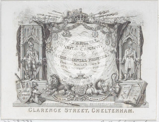 Trade Card for W. Percival, General Engraver & Ornamental Printer, 19th century., 19th century. Creator: Anon.
