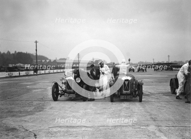 Two Salmson cars at the JCC Members Day, Brooklands, 4 July 1931. Artist: Bill Brunell.