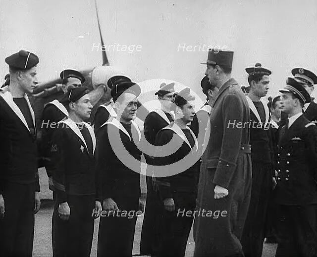 Charles de Gaulle Inspecting Free French Pilots, 1942. Creator: British Pathe Ltd.