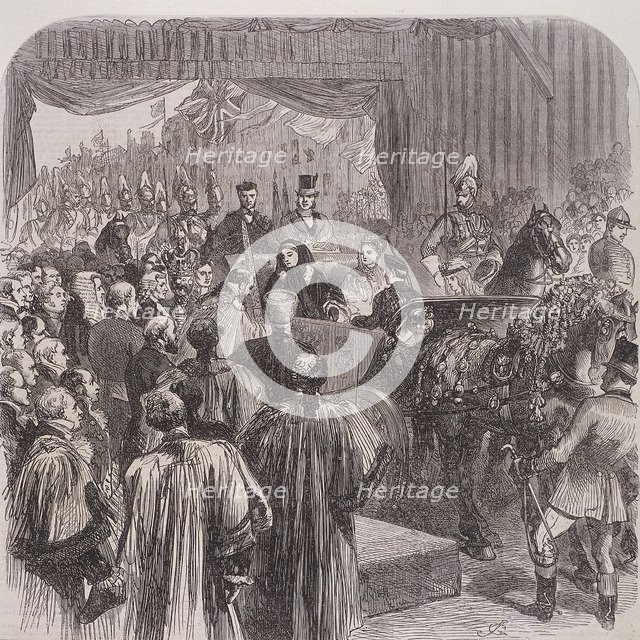 Queen Victoria opening Blackfriars Bridge, London, 1869. Artist: JG