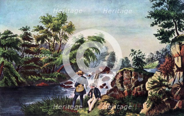'The Trout Stream', 1852.Artist: Currier and Ives