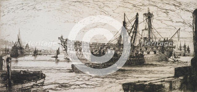 Breaking up of the  Agamemnon, 1870. Creator: Francis Seymour Haden.