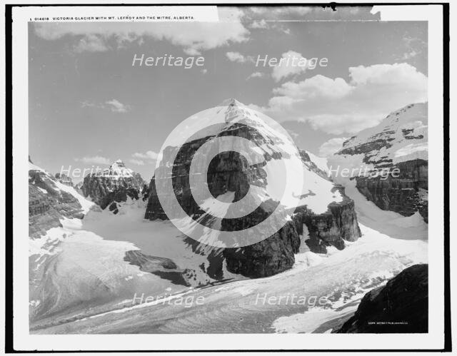 Victoria Glacier with Mt. Lefroy and the Mitre, Alberta, c1902. Creator: Unknown.