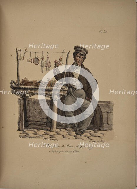 Gingerbread merchant. From the Series "Cris de Paris" (The Cries of Paris), 1815. Creator: Vernet, Carle (1758-1836).