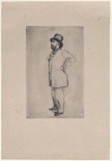 Portrait of Edgar Degas, wearing a hat, 1876. Creator: Marcellin-Gilbert Desboutin.
