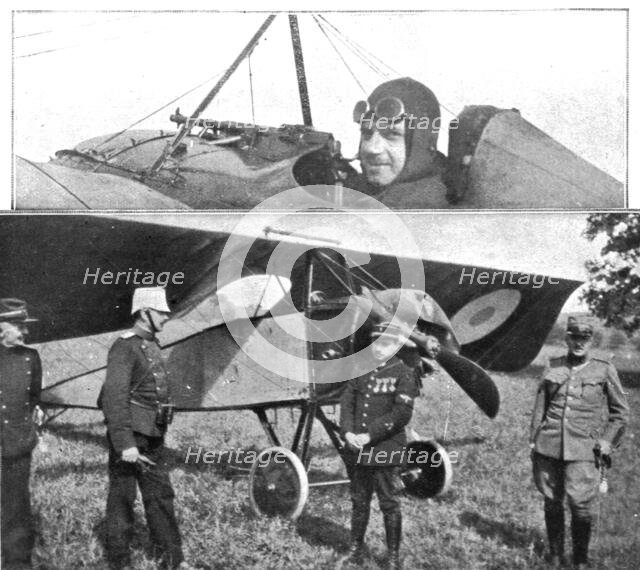 ''Des Braves; L'aviateur Gilbert et son monoplan retenus en Suisse; en haut, Gilbert..., 1915. Creator: Unknown.