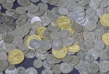 Coins from the Hoxne hoard, Roman Britain, buried in the 5th century. Artist: Unknown