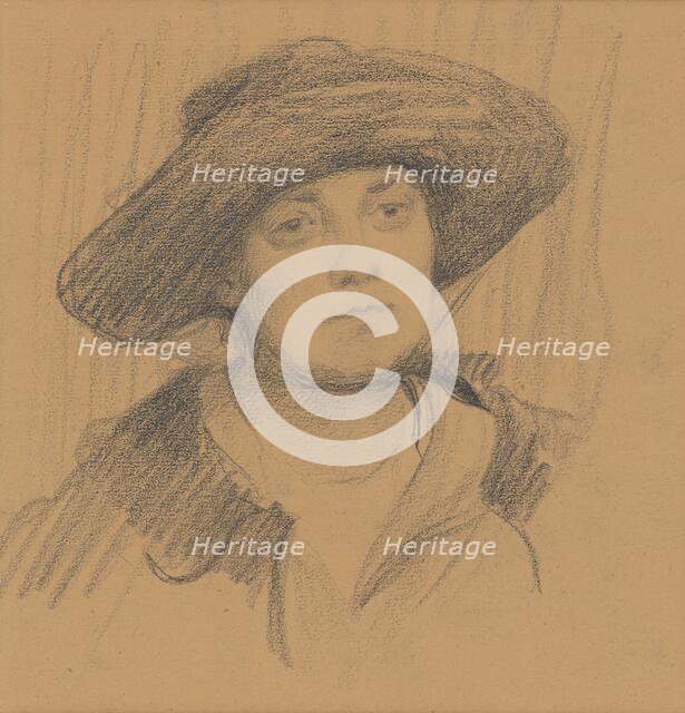 Study of a female head with a hat, around 1918. Creator: Ladislav Treskon.