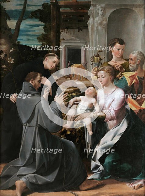 The Virgin and Child with Saint Joseph adored by Saints Anthony of Padua, Francis of Assisi..., 1537 Creator: Mazzola Bedoli, Girolamo (c. 1500-1569).
