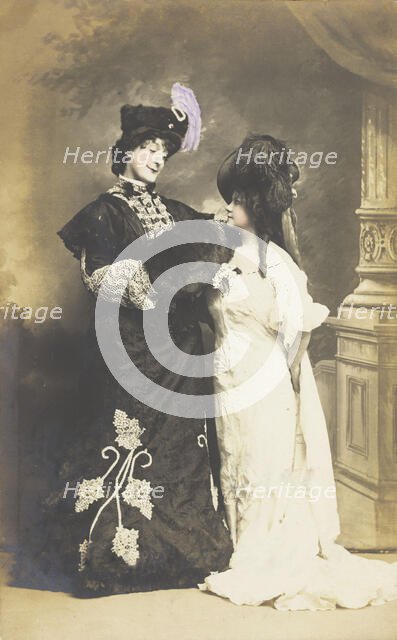 Fred Sinclair in drag and Gracie Whiteford pose in character, 1907. Creator: Unknown.