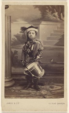 Little boy in uniform, 1870s. Creator: Jamin & Cie.