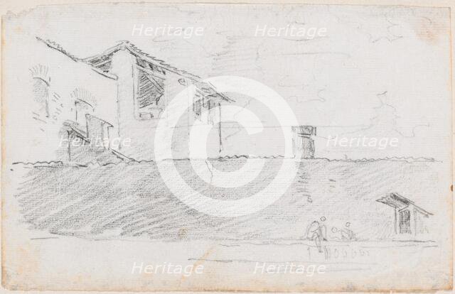 Housetops behind a Wall, probably c. 1754/1765. Creator: Hubert Robert.