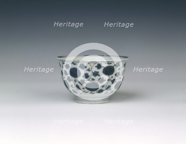 Blue and white bowl with chrysanthemum scroll, Ming dynasty, China, 16th century. Artist: Unknown