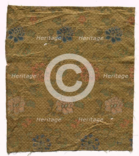 Silk Damask Fragment, 19th century. Creator: Unknown.