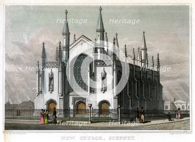 New Church, Stepney, London, 1828.Artist: William Deeble