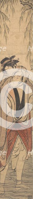 Two Lovers Crossing a River, late 18th century. Creator: Torii Kiyonaga.