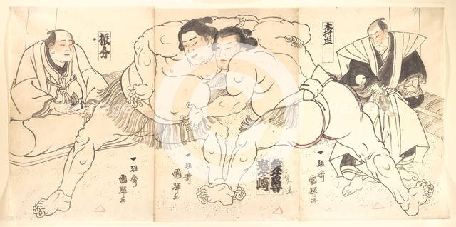 Sumo Wrestling, 19th century. Creator: Utagawa Kuniteru.