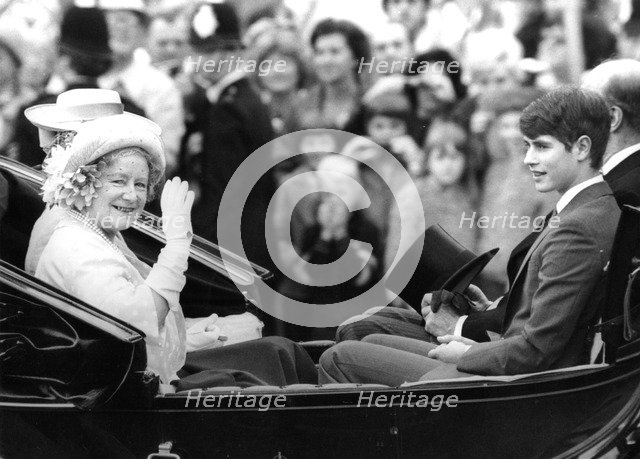 The Queen Mother and Prince Edward at the Trooping of the Colour, Horse Guards Parade, London, 1980. Artist: Unknown