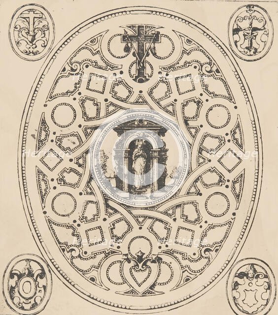 The standing Virgin with an elaborate ornamental frame, 17th century., 17th century. Creator: Anon.