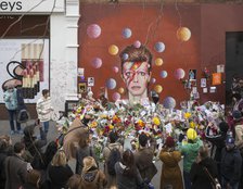 Mural of David Bowie, Morley's department store, Tunstall Road, Brixton, London, 2016. Creator: Chris Redgrave.