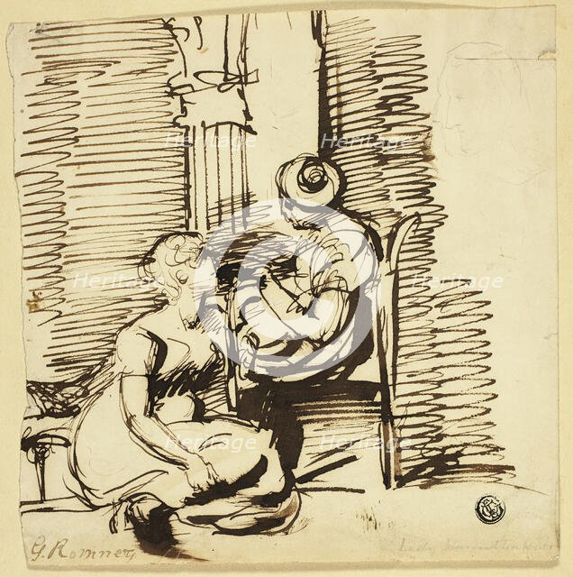 Two Women in Interior, n.d. Creator: George Romney.
