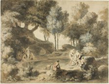 Women Bathing in Pond, 1765/70. Creator: William Taverner.