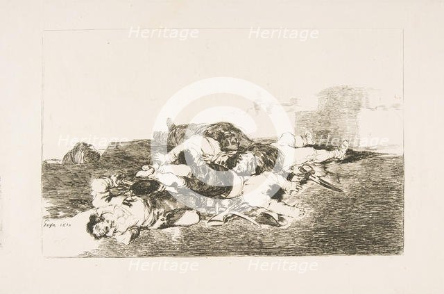 Plate 22 from 'The Disasters of War' (Los Desastres de la Guerra): 'Even worse.' (Tanto y ..., 1810. Creator: Francisco Goya.