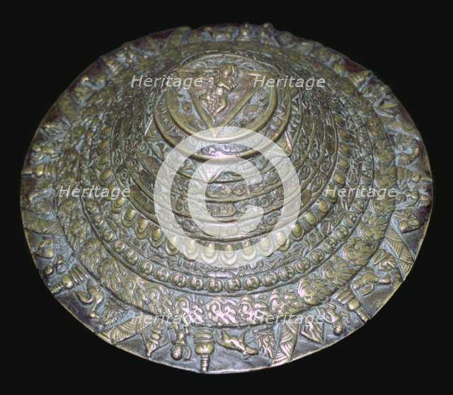 Circular plaque from Nepal with dancing figure, probably Chamunda. Artist: Unknown