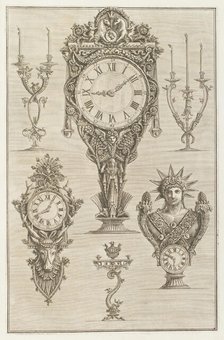 Designs for clocks and candleholders, 1769.  Creator: Giovanni Battista Piranesi.