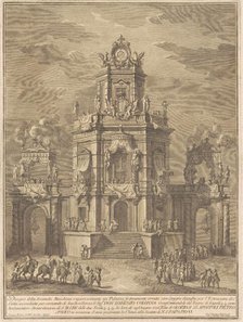 The Seconda Macchina for the Chinea of 1776: A Palace with a Loggia for the Lottery Draw, 1776. Creator: Giuseppe Vasi.