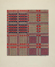 Red, White & Blue Coverlet, c. 1940. Creator: Merkley, Arthur G..