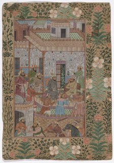 Meeting-men in three "floors", Indian miniature, c1800. Creator: Unknown.