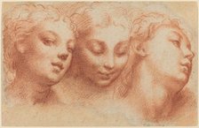 Three Feminine Heads, c. 1522/1524. Creator: Parmigianino.