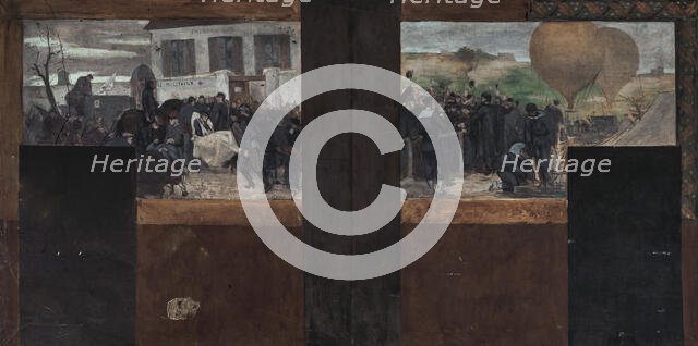 Esquisse pour le cabinet du Préfet de l'Hôtel de Ville de Paris : Le transport des blessés..., 1889. Creator: Paul-Emile Mangeant.