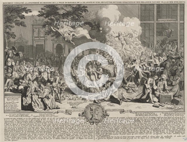 Monument consacré a la posterité en memoire de la folie incroyable de la XX. Année du XVIII..., 1720 Creator: Bernard Picart.