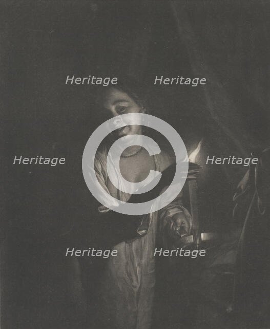 Young Woman Holding a Candle in a Bedchamber, 1690-1715., 1690-1715. Creator: Nicolaas Verkolje.