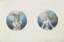 Two Costume Designs or Portrait Types, ca. 1785-90. Creator: Anon.
