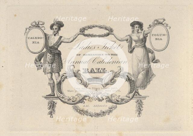 Ladies' Ticket of Admission to the Annual Caledonian Ball, 1824. Creator: Asher Brown Durand.