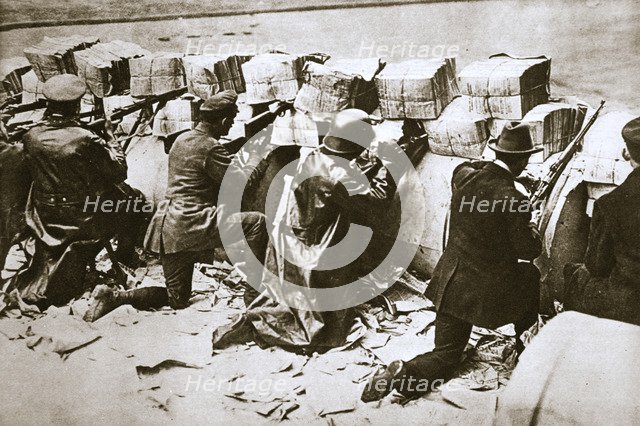 Barricades on a street, German Revolution, Berlin, Germany, c1918-c1919. Artist: Unknown